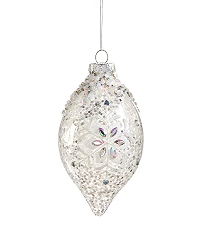 Giftcraft 665868 Christmas Glass Snowflake Design Finial Ornament, 3.5-inch Depth