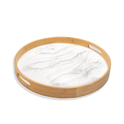 Lynn & Liana Designs Bamboo Round Serving Trays, 16-inch Length, Marble