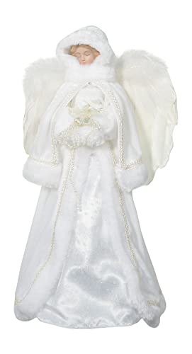 Regency International White Fur Angel 16 Inches High, Christmas Tree Topper