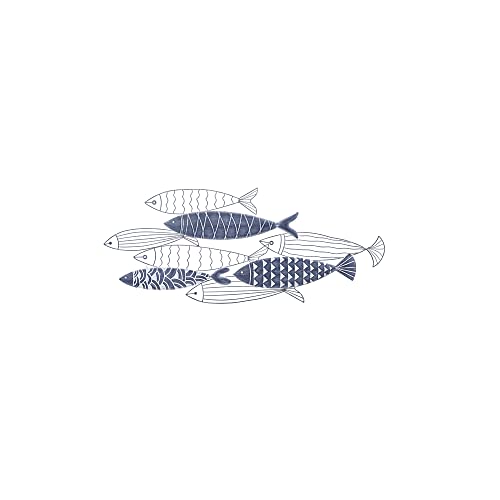 Ganz Layered Fish Wall Decor, Metal, 39.75 Inches Width, 1.5 Inch Depth, 17 Inches Height, Blue, White