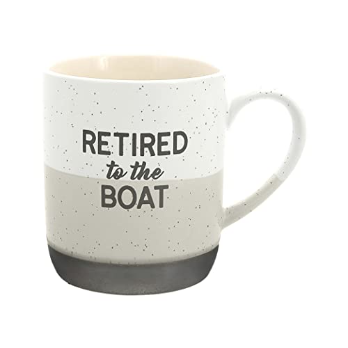 Pavilion Gift Company 15-ounce Mug - Retired To The Boat Speckled Stoneware Coffee Cup Mug, Beige