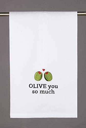 Peking Handicraft 04HRS1651WC Olive You So Much Kitchen Towel, 25-inch Length, Cotton