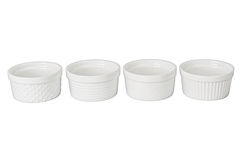 BIA Cordon Bleu 6-Ounce Texture Ramekins, Set of 4, White