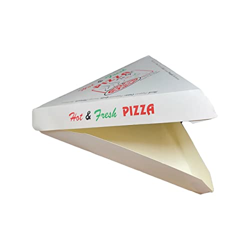 DHG Professional Single Pizza Slice Box with 4 Color Print "Hot & Fresh" Pizza 9.25 x 9 x 1.68 inch. Case of 400 Counts