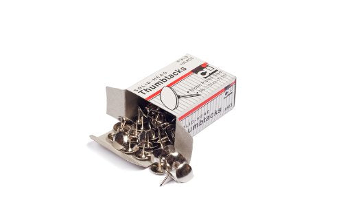 Charles Leonard Thumb Tacks, Nickel Plated Solid Head, 7/16 Inches Head, 100-Pack (913)