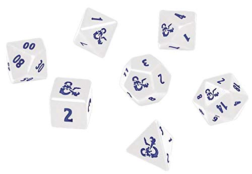 Ultra Pro D&D RPG Icewind Dale: Heavy Metal Poly White and Blue Dice Set