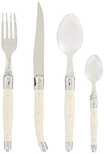 The French Farm Laguiole Jean Dubost 24 Piece Flatware set (knives, spoons, forks)-Ivory