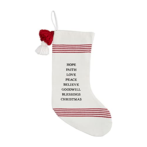 Mud Pie Loomed Christmas Poem Stocking, 19" x 11.5", Hope