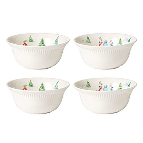 Lenox Profile Snow Day 4-Piece All-Purpose Bowl Set, 3.20, White