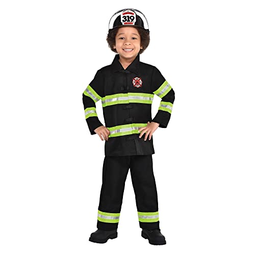 AMSCAN Reflective Firefighter Halloween Costume for Boys, Medium, with Included Accessories