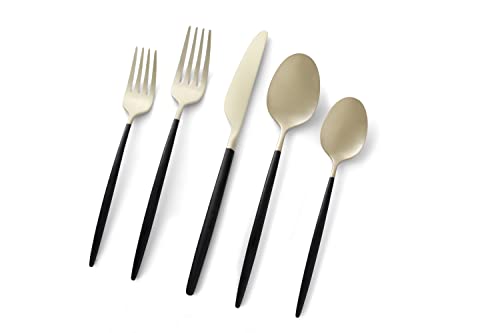 Cambridge Silversmiths Gaze Black Champagne Satin 20-Piece Flatware Set, Service for 4