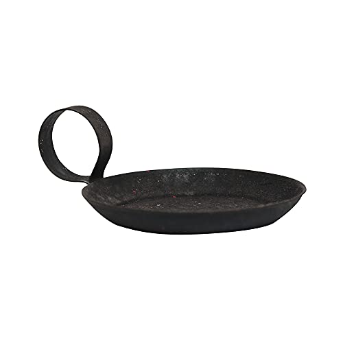 CWI Gifts 4" Set of Three Colonial Style Pie Pan Pillar Candle Holder in Black Matte Coating-Small, 4"