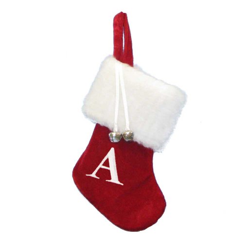 Kurt Adler 7" Red and White Monogram "A" Mini Christmas Stocking