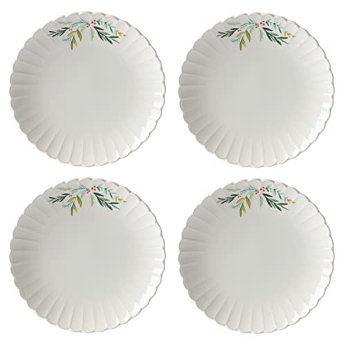Lenox French Perle Scallop Holiday Dinner Plates, S/4, 7.40, White