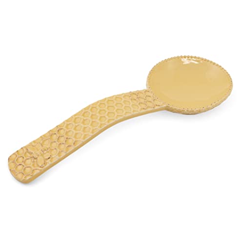 Boston International Stonewear Spoon Rest, 10.5 x 3.5-Inches, Honeycomb