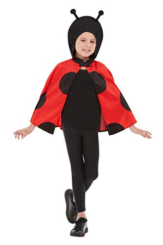 Smiffys 41162ML Ladybird Hooded Cape, Unisex Children, Black & Red, M to L - Age 8-12 years