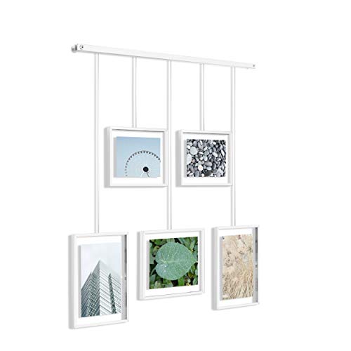 Umbra Exhibit Adjustable Photo Display  DIY Collage Set Mounts in Various Layouts Horizontally and at Different Angles - Holds 5 Picture Frames for Photos, Prints, Artwork and More, 4 by 6 inch and 5