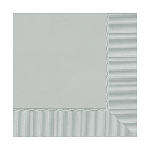 Amscan 3-ply Beverage Napkins, Silver, 40 Ct., 5" x 5" (60011.18 )