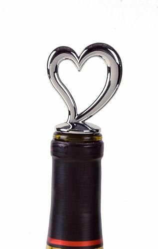 Prodyne Chrome Heart Bottle Stopper - Love of Wine