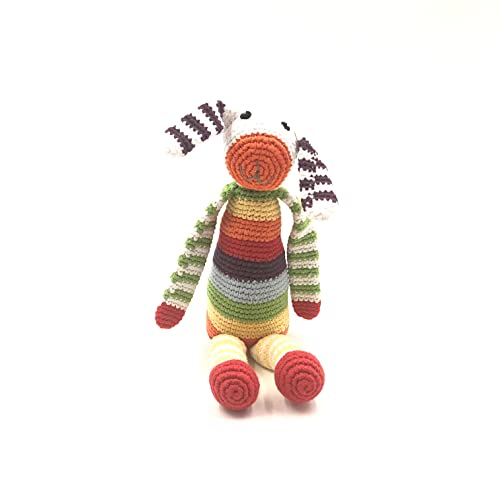 Pebble | Handmade Rainbow Bunny Rattle | Crochet | Fair Trade | Pretend | Imaginative Play | Woodlands | Rattle | Machine Washable