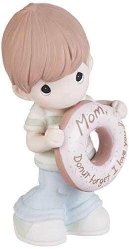 Precious Moments 193014 Mom Forget I Love You Boy with Donut Bisque Porcelain Figurine, Multi