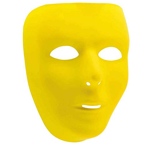 Amscan Solid Color Plastic Full Face Mask, 8.5" x 6.5", Yellow