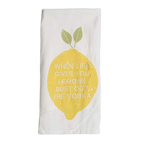 Foreside Home & Garden White Life Gives You Lemons 27 x 18 Inch Embroidered Kitchen Tea Towel