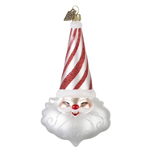 Raz Peppermint Santa Christmas Figurine Ornament 5.75" Glass Hanging Ornament Christmas Tree Decoration
