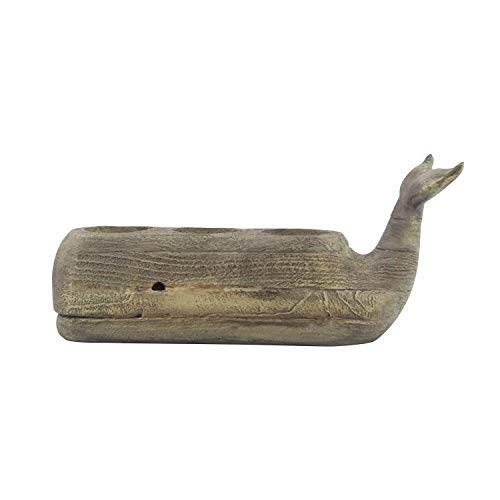 Beachcombers 11.4 Inch Brown Resin Whale Tea Light Holder