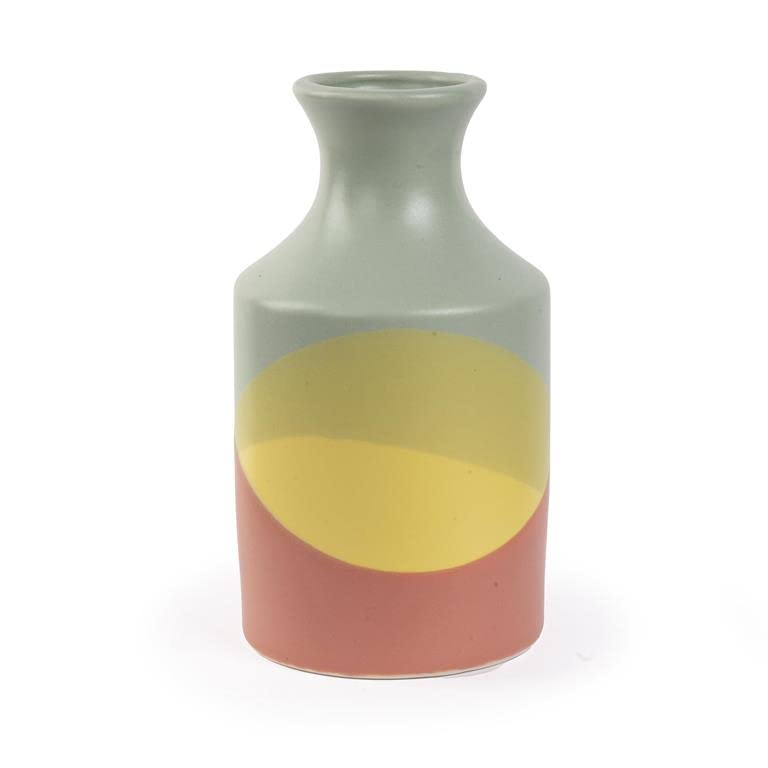 Blossom Bucket Tall Dip Dyed Bottle Neck Vase, 8.25-inch Height, 4.5-inch Diameter, Multicolor, Wood, Container, Home Decor
