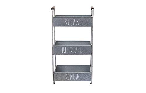 DesignStyles Rae Dunn 3 Tier Desk Organizer ‚Äì Galvanized Steel Caddy with Wood Accents, Tabletop or Floor Standing Design ‚Äì Chic and Stylish Metal Storage Bin for Office, Home or Kitchen