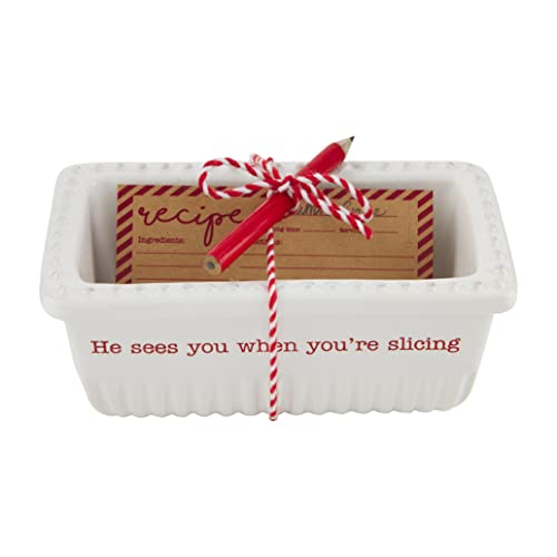 Mud Pie Circa Christmas Mini Loaf Set, He Sees You, 5.5" x 2.25", Dolomite