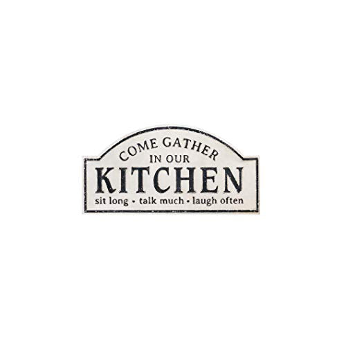 Ganz CB174971 Embossed Wall Decor, Black and White (Come Gather in Our Kitchen, 26-inch Width)