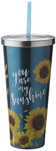 Spoontiques 18248 You Are Sunshine Stainless Cup With Straw,24 Oz