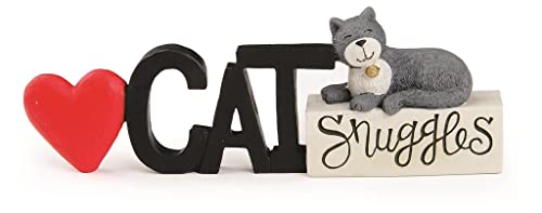 Blossom Bucket 228-13525 Cat Snuggles Message Block Sign, 7.5-inch Length
