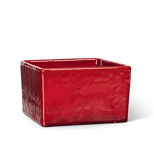 Abbott Collection  27-INFERNO-4815 Md Low Square Planter-Red-5.5" Sq, 5.5 inches
