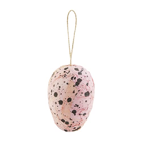 Mud Pie Paper Mache Egg Decor, 4" x 2.5", Pink Speckle