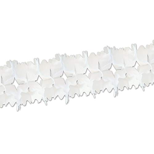 Beistle Tissue Paper Garland Decoration, 7" by 14-ft 6-inch, White