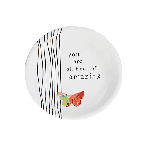 Pavilion Gift Company You are All Kinds of Amazing 4 Inch Butterfly Keepsake Jewelry Trinket Dish, White