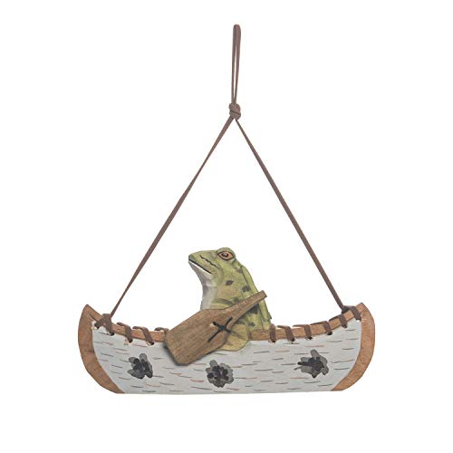 Beachcombers Wood Frog in Rowboat Ornament, 6 - Inch