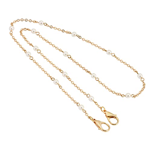 1928 Jewelry 14K Gold Dipped & Pearl Face Mask Chain Necklace Holder 22 Inch
