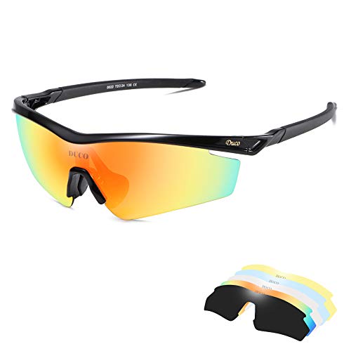 Duco Polarized Sports Mens Sunglasses for Driving Running Cycling Sun Glasses 6216 (Black)