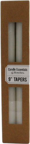 HomArt Unscented Taper Wax Candles, 9-Inch, 4-Pack, Ivory