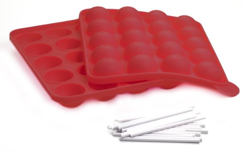 Norpro Red Silicone Cake Pop Pan Set with 20 Free Sticks