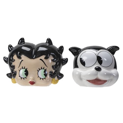 Pacific Trading Giftware Betty Boop & Bimbo Head Ceramic Salt and Pepper Shaker Set American Classic Novelty Collectible