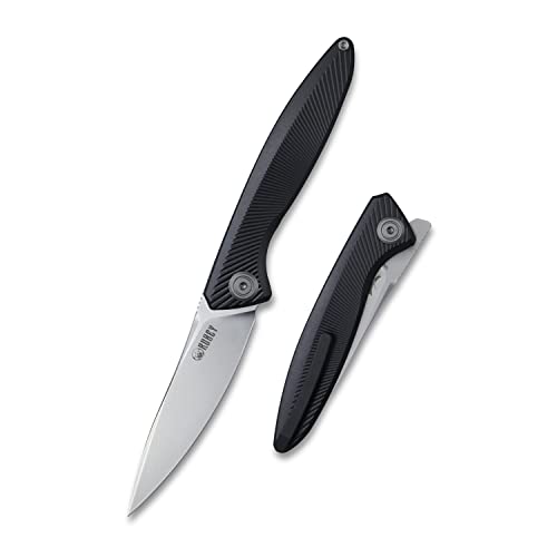 Kubey Pike KB2103 Small Pocket Knife with 2.87" 20CV Blade, Lightweight Parsons Bladeworks Designed Titanium Folding Knife for EDC Hiking Camping (Black)