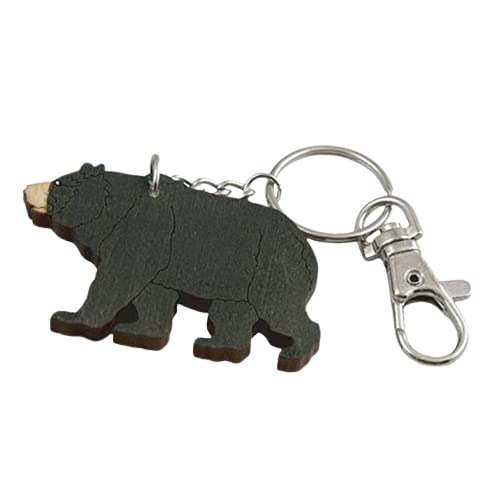 Lipco Laser Cut Bear Keychain, 3.15-inch Height, Wood, Men and Women, Key Accessories