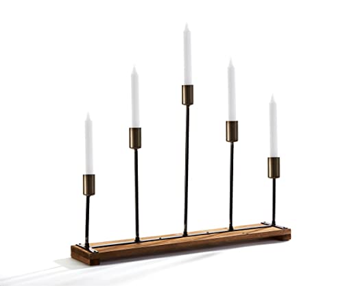 Giftcraft Wood and Metal 5 Taper Candle Holder