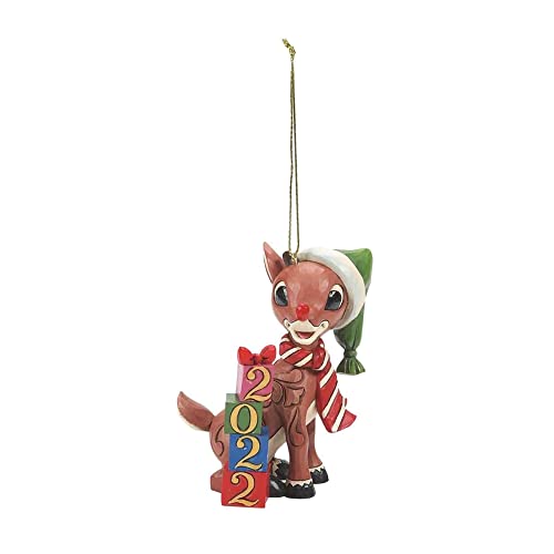 Enesco Rudolph Traditions by Jim Shore Rudolph 2022, Hanging Ornament, 3.74 Inch, Multicolor