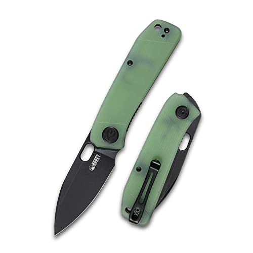 Kubey Hyde KU2104 Front Flipper Pocket Knife for EDC, Small Folding Knife with 2.95-Inch 14C28N Sandvik Blade G10 Handle, Reversible Deep Pocket Clip Work for Men (Jade)